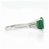 Image 5 : Vintage Platinum 3.04 ctw GIA Round Brilliant Green Emerald Baguette Diamond Rin