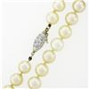 Image 5 : Classic 7.5-8mm Cultured Pearl Strand Necklace w/ 14k Gold Pave Diamond Clasp