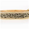 Image 3 : Antique Victorian 14k Gold Black Enamel Textured Wide Mourning Bangle Bracelet