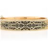 Image 5 : Antique Victorian 14k Gold Black Enamel Textured Wide Mourning Bangle Bracelet