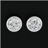 Image 3 : New 14k White Gold 0.52 ctw Martini Bezel Round Brilliant Diamond Stud Earrings