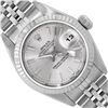 Image 1 : Rolex Ladies Stainless Steel Silver Index Dial 18K White Gold Fluted Bezel Datej