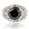 Image 1 : 8.57 ctw Black CENTER Diamond 14K White Gold Ring (12.51 ctw Diamonds)