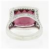 Image 9 : 14k Gold 13.75 ctw GIA Cushion Purple Pink Tourmaline Diamond Halo Cocktail Ring