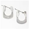 Image 5 : Unique Italian 14K White Gold Puffed Geometric High Polished Snap Huggie Earring