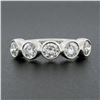 Image 2 : NEW Platinum 1.36 ctw Round Bezel Large Diamond Five 5 Stone Wedding Band Ring