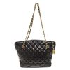 Image 1 : Chanel Black Lambskin Leather GHW Chain Tote Bag