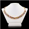 Image 1 : 105.82 ctw Multicolor Sapphire and 1.43 ctw Diamond 14K Yellow Gold Necklace