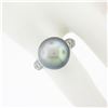 Image 2 : Cartier 18k White Gold 12.75mm Tahitian Gray Pearl .85 ctw Round Pave Diamond Ri