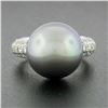 Image 9 : Cartier 18k White Gold 12.75mm Tahitian Gray Pearl .85 ctw Round Pave Diamond Ri