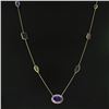 Image 4 : 14k Gold 37" Long Bezel Natural Gemstone Multicolor By the Yard Chain Necklace