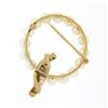 Image 4 : Vintage 14k Gold Cultured Pearl w/ 0.32 ctw Diamond Round Circle Wreath Pin Broo