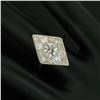 Image 8 : Antique 14K White Gold 1.67 ctw European & Single Cut Diamond Rhombus Platter Ri