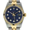 Image 2 : Rolex Mens Two Tone Blue Diamond And Sapphire Diamond Bezel Datejust Wristwatch