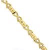 Image 3 : Italian 14K Yellow Gold 6.75" Polished "X" & Bar Link Line Stackable Bracelet