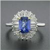 Image 4 : Platinum & 18k Gold GIA Burma NO HEAT Sapphire Baguette Diamond Ballerina Ring
