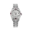 Image 2 : Rolex Ladies Stainless Steel Quickset Silver Index Dial Diamond And Ruby Bezel D