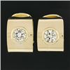 Image 6 : 18k Yellow Gold 1.12 ctw Round Brilliant Bezel Diamond Wide Cuff Huggies Earring
