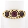 Image 1 : Antique Victorian 14k Gold 1.80 ctw Bezel Rhodolite Garnet Textured Repousse Rin