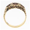 Image 8 : Antique Victorian 14k Gold 1.80 ctw Bezel Rhodolite Garnet Textured Repousse Rin