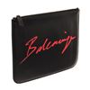 Image 2 : Balenciaga Black Leather Everyday Script Logo Medium Pouch