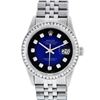 Image 2 : Rolex Mens Stainless Steel Blue Vignette Princess Cut Diamond Bezel Datejust Wri