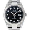 Image 1 : Rolex Mens Stainless Steel 36MM Black Diamond Dial Fluted Bezel Datejust Wristwa