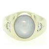 Image 1 : Men's Vintage 14k White Gold 7.24 ctw Oval Gray Star Sapphire Round Diamond Ring