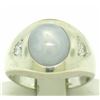 Image 3 : Men's Vintage 14k White Gold 7.24 ctw Oval Gray Star Sapphire Round Diamond Ring