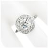 Image 3 : Antique Edwardian Platinum 2.99 ctw GIA European Diamond Bezel & Pave Platter Ri