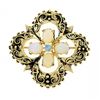 Image 1 : Vintage Victorian Revival 14K Gold Cabochon Opal Open Quatrefoil Pin Brooch