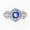 Image 4 : 18k White Gold Brilliant Tanzanite Solitaire w/ Diamond Halo Star Flower Ring