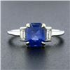 Image 2 : New 18K TT Gold GIA Ceylon Sapphire & Baguette Diamond 3 Stone Engagement Ring
