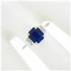 Image 3 : New 18K TT Gold GIA Ceylon Sapphire & Baguette Diamond 3 Stone Engagement Ring
