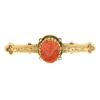 Image 1 : Antique Victorian 14k Gold GIA Carved Coral Cameo Hand Engraved Bar Brooch Pin