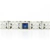 Image 4 : Antique Art Deco 14k White Gold Bezel Set Sapphire Etched Line Filigree Bracelet