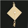 Image 2 : Vintage Collectible 14k Gold Graduation Hat Cap w/ Seed Pearl Charm Pendant