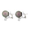 Image 4 : Fancy 14k White Gold 11.6mm Tahitian Pearl w/ 0.80 ctw Trillion Diamond Earrings