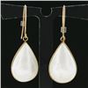 Image 2 : 14k Yellow Gold Large Pear Bezel Set White Mabe Pearl Tear Drop Dangle Earrings
