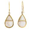 Image 3 : 14k Yellow Gold Large Pear Bezel Set White Mabe Pearl Tear Drop Dangle Earrings