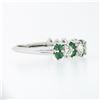 Image 5 : Vintage 18K White Gold 1.7 ctw Prong Large Round Diamond Emerald Wedding Band Ri