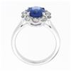 Image 8 : NEW 14k White Gold 2.95 ctw Oval Blue Violet Tanzanite w/ Round Diamond Halo Rin