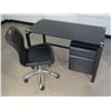 Image 1 : Black Desk w/ Undercabinets & Rolling Office Chair 46" x 22" x 29"H