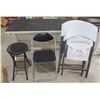 Image 1 : Table 60" x 30"  x 30"H w/ Multiple Folding Chairs & Stool