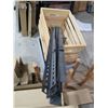 Image 2 : Black Plastic 4-Tier Shelf & Contents: Angle Iron, Tarps, Supplies, etc