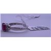 Image 1 : 14k white gold ring with a pink centre stone, and 6 clear side accent stones; weighs 2.42 grams.
