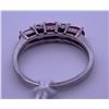 Image 2 : 10k white gold ring with 3 pink centre stones, and 4 clear accent stones; weighs 2.25 grams.