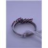 Image 2 : 10k white gold ring with 4 pink stones, and 6 small clear stones accenting; weighs 2.06 grams.