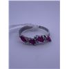 Image 3 : 10k white gold ring with 4 pink stones, and 6 small clear stones accenting; weighs 2.06 grams.