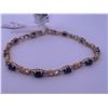 Image 4 : 10k yellow gold bracelet with sapphires accented by melee diamonds; weighs 4.64 grams